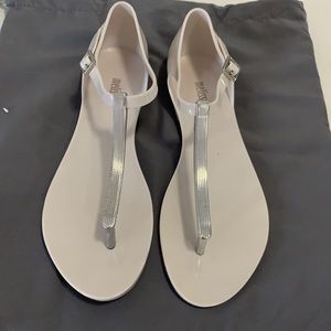 Melissa White/Silver Thong sandals